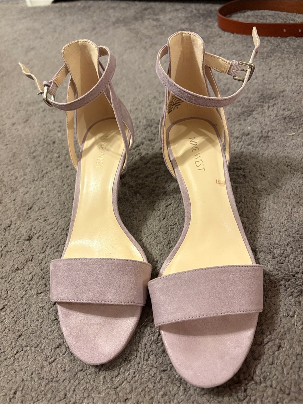 Nine West Lilac Suede Ankle-Strap kitten Heel Sandals